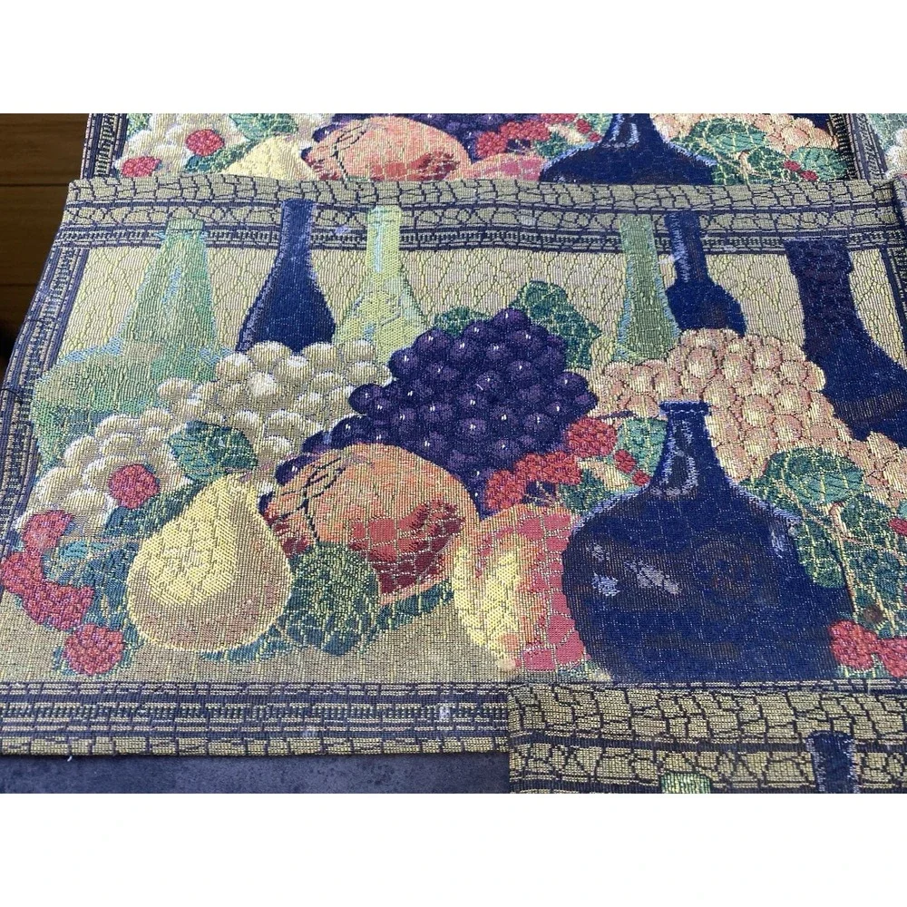 VTG Tapestry Placemats Set of 7 Italian/Tuscan Wine & Fruit Decor 19 x 12